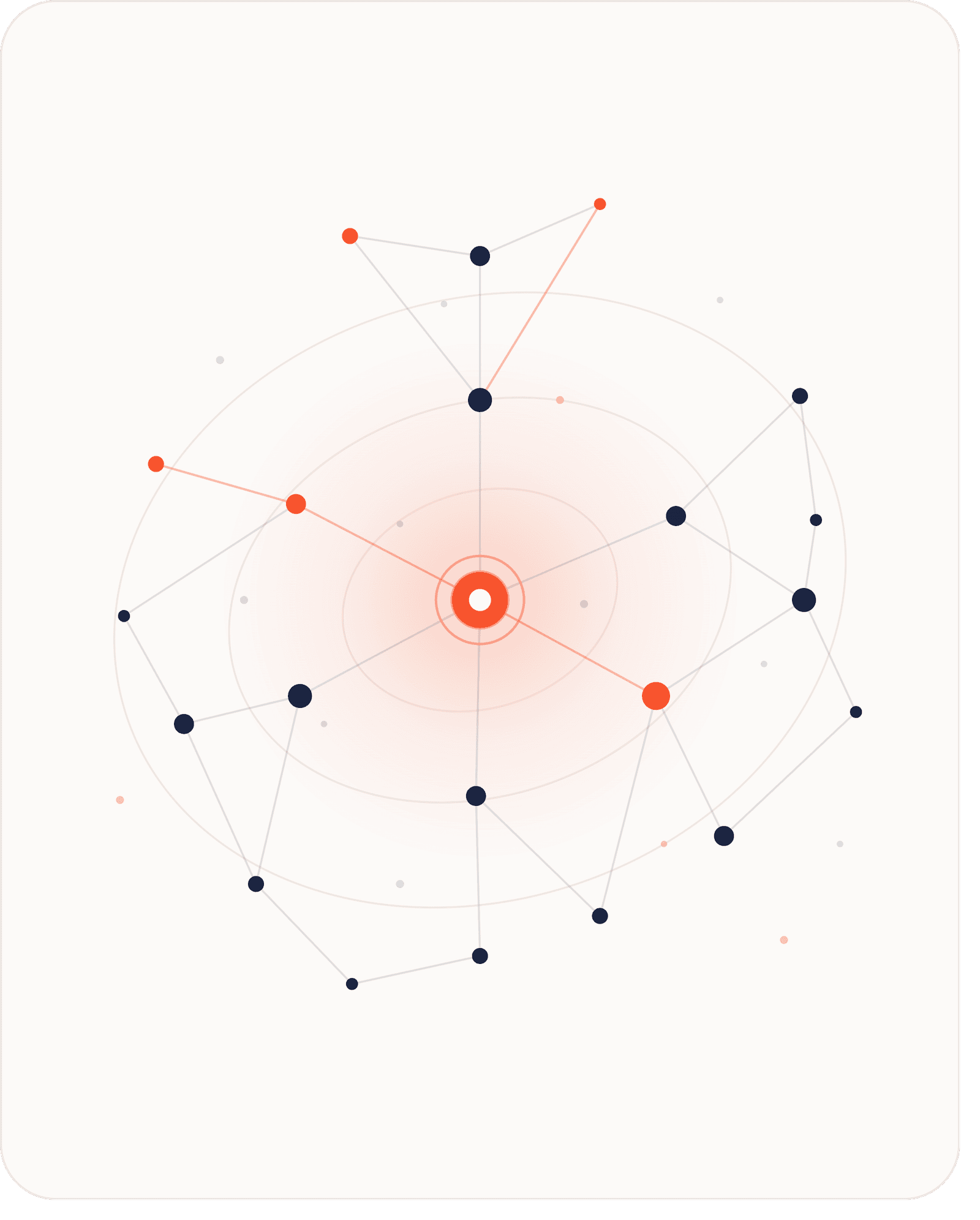Digital network visualization with interconnected nodes and data points for Asif Motion.